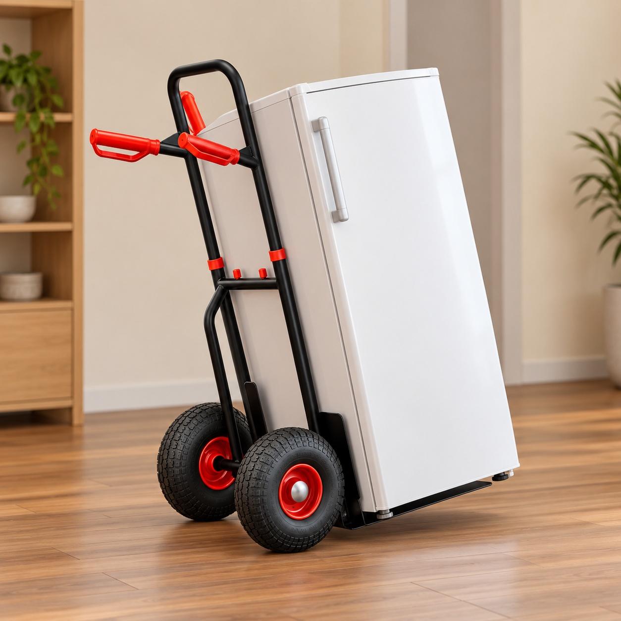 Sackkarre mit Kuehlschrank